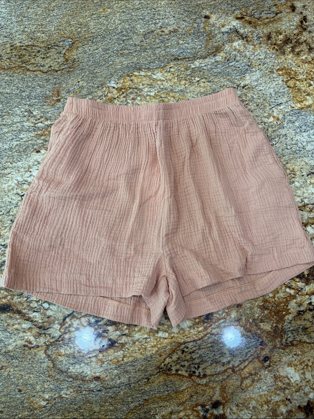 High-Waist Gauze Shorts in Dusty Rose